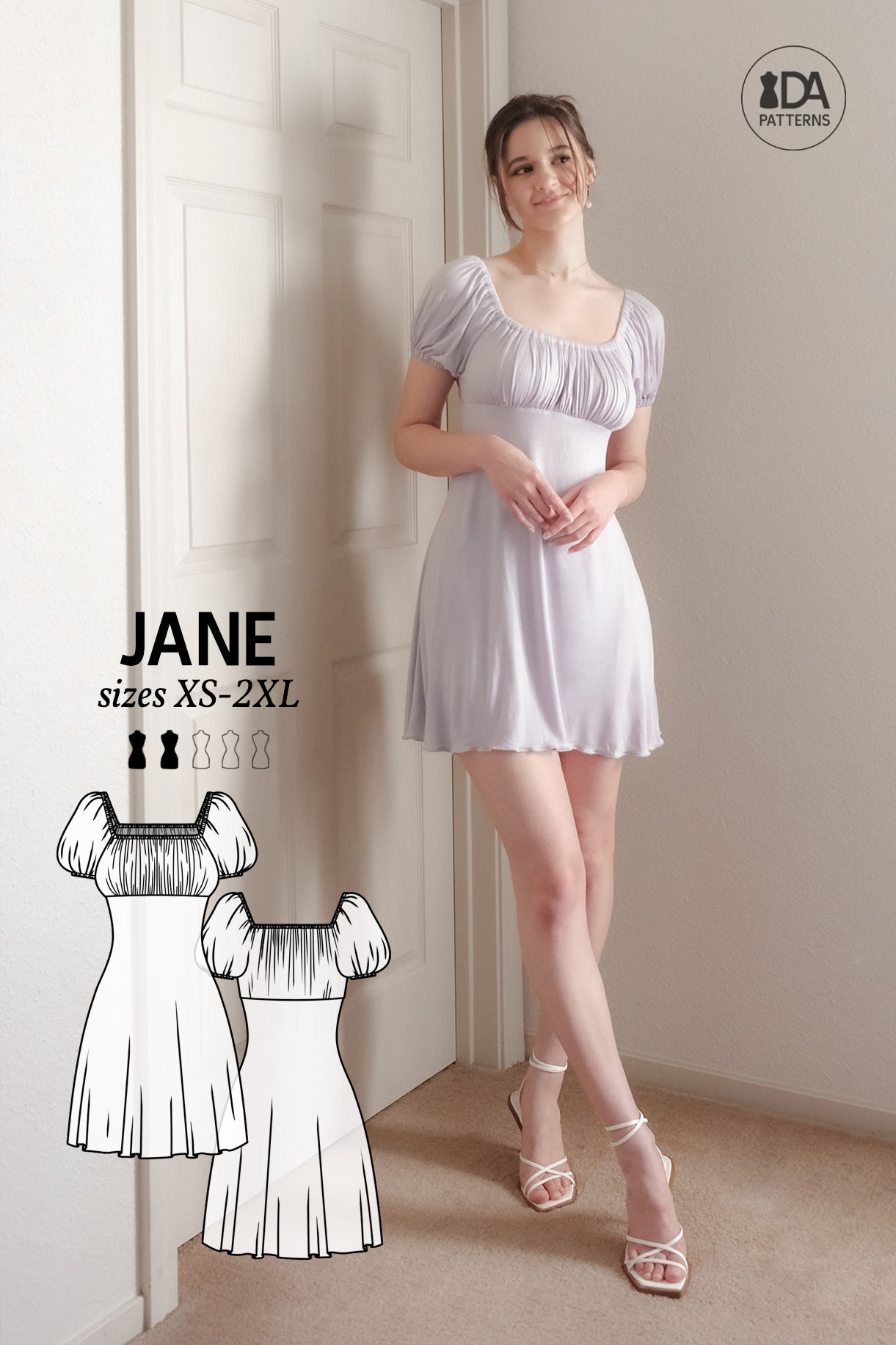 JANE Stretch Empire Waist Dress Sewing Pattern by Dressmaking Amre JANE Stretch Empire Waist Dress Sewing Pattern by Dressmaking Amre