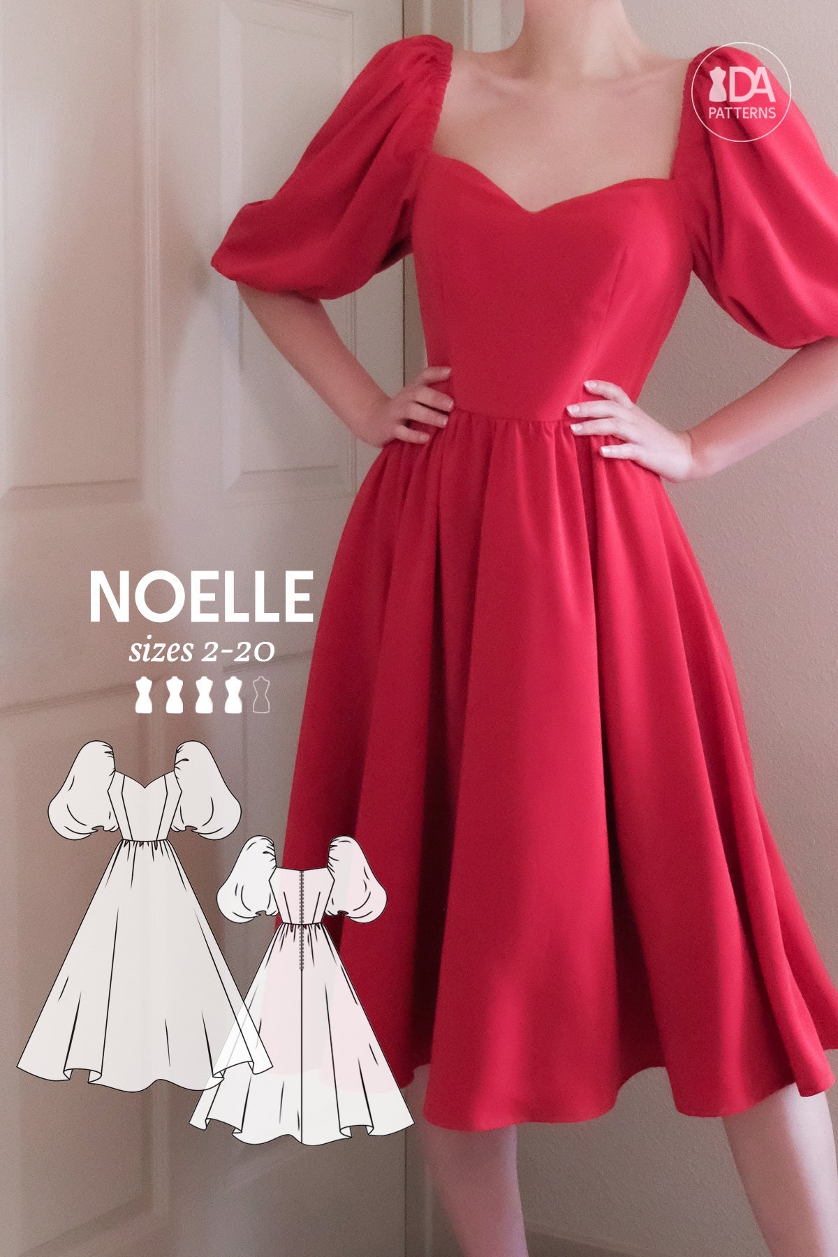 Noelle Puff-Sleeved Dress Sewing Pattern by Dressmaking Amre Noelle Puff-Sleeved Dress Sewing Pattern by Dressmaking Amre