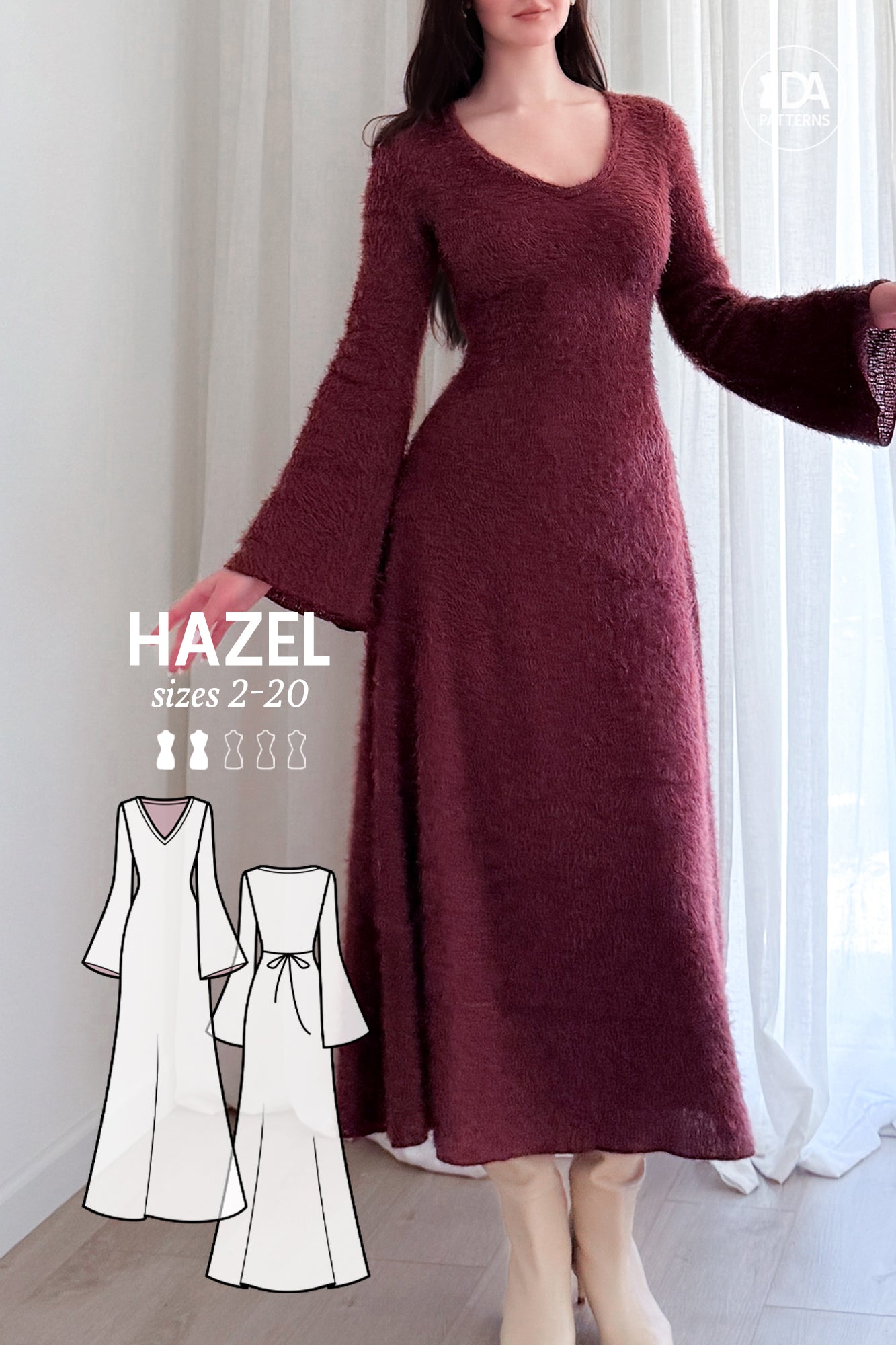 Hazel A-line Stretch Knit Dress Sewing Pattern by Dressmaking Amre Hazel A-line Stretch Knit Dress Sewing Pattern by Dressmaking Amre