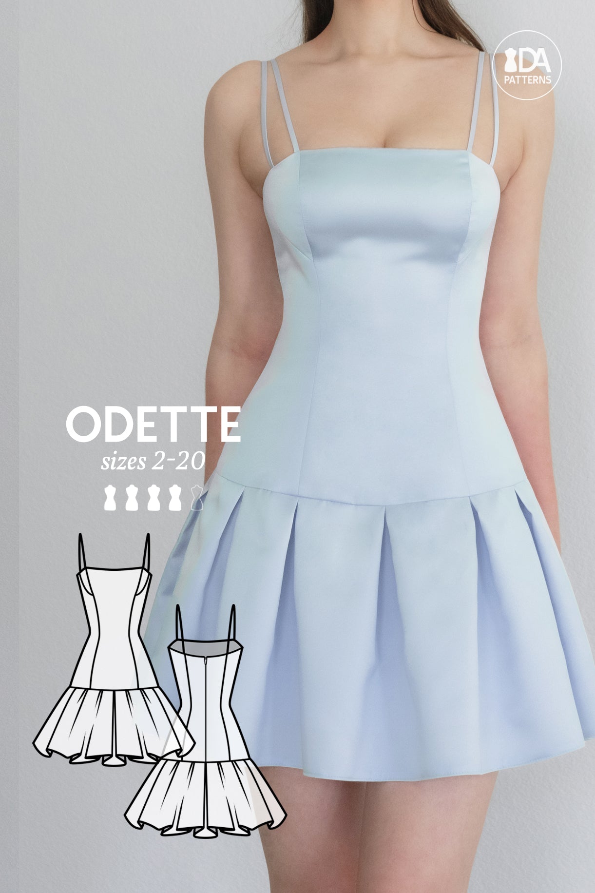 Odette Drop-Waist Pleated Skirt Dress Sewing Pattern by