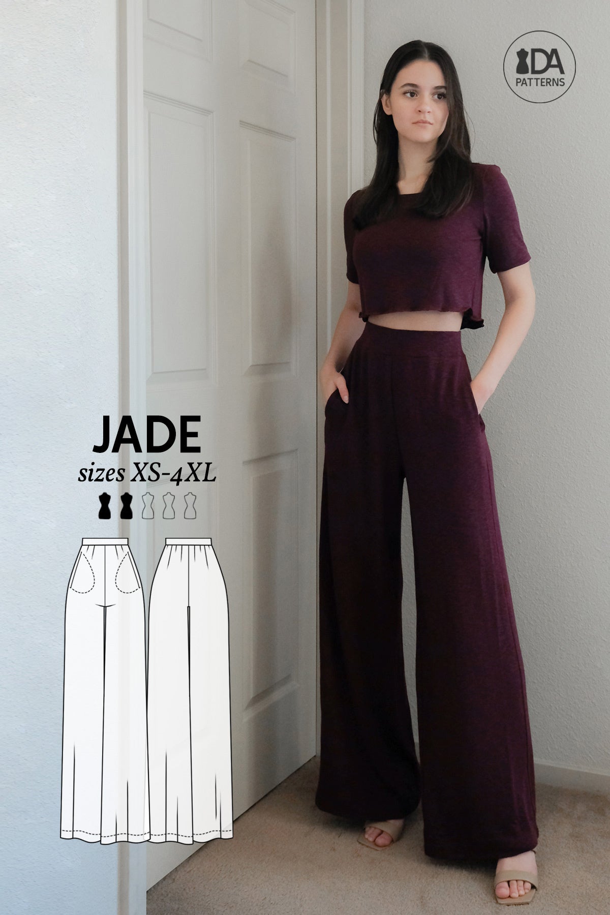 Jade Wide-Leg Pants Sewing Pattern by Dressmaking Amóre