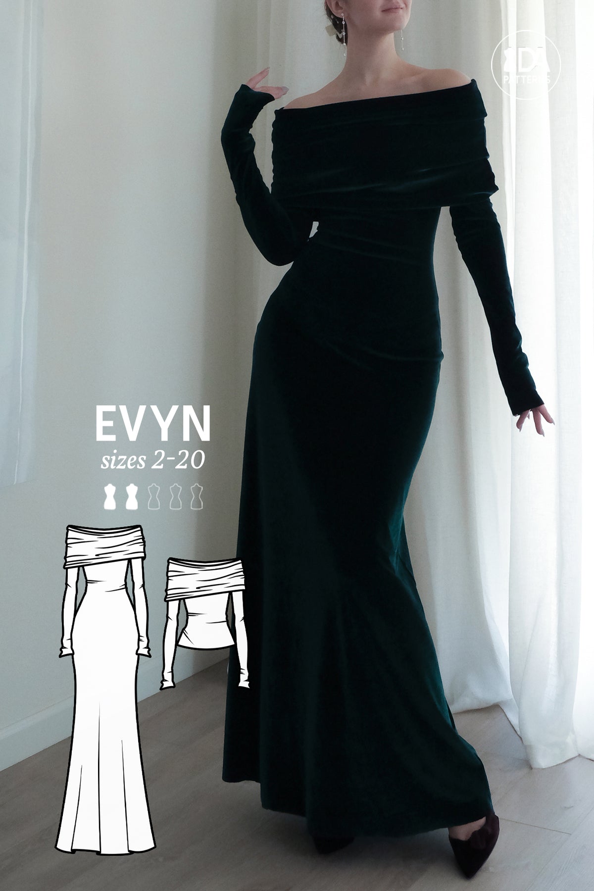 off the shoulder a line dress pattern Evyn Dress/Top PDF Tie Back A Line neck:V-Neck Size:US 18Plus  / UK 22 / EU 48 The Andrea