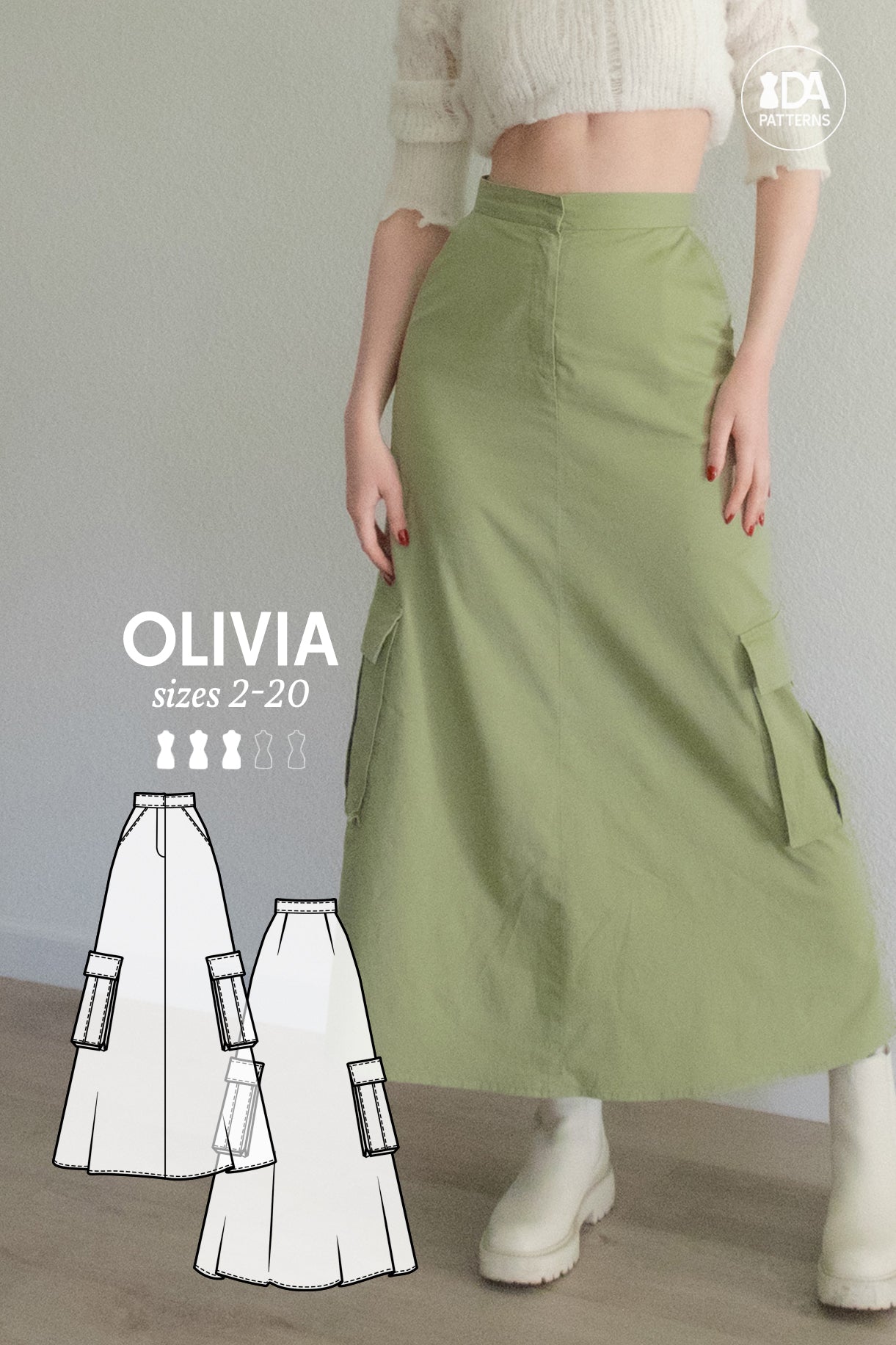 Olivia Cargo Skirt Sewing Pattern by Dressmaking Amóre – DressmakingAmore