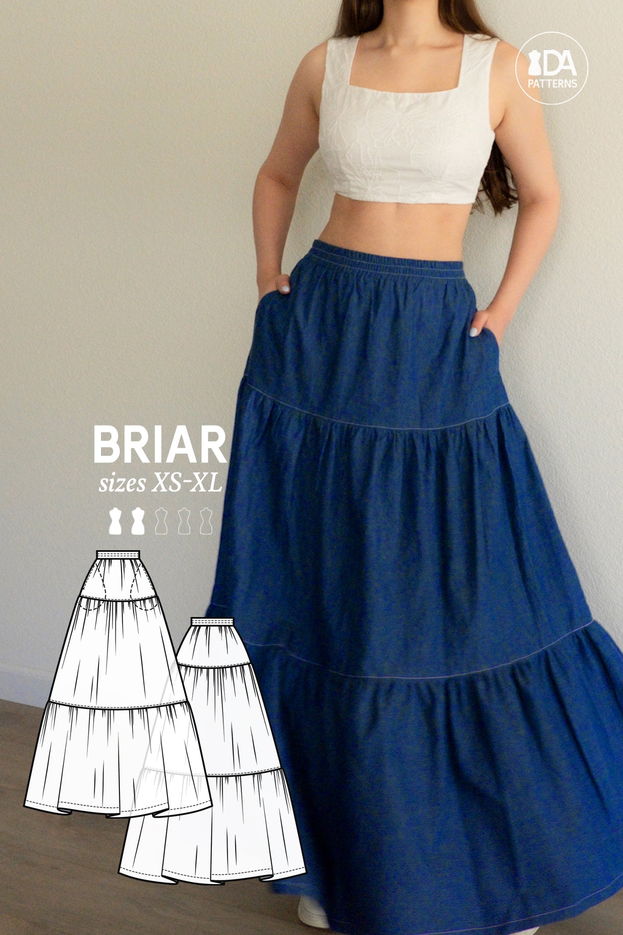 Briar Tiered Maxi Skirt Sewing Pattern by Dressmaking Amóre ...