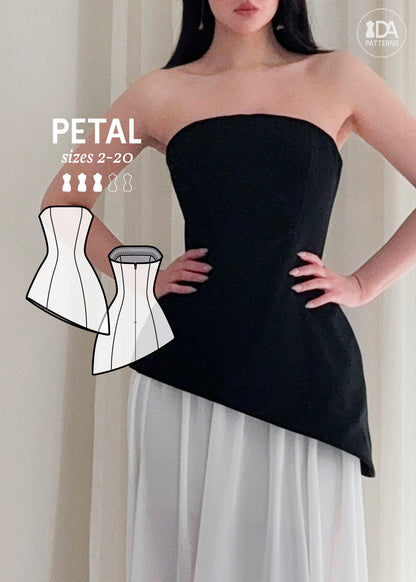 Petal Strapless Top Sewing Pattern by Dressmaking Amre Petal Strapless Top Sewing Pattern by Dressmaking Amre
