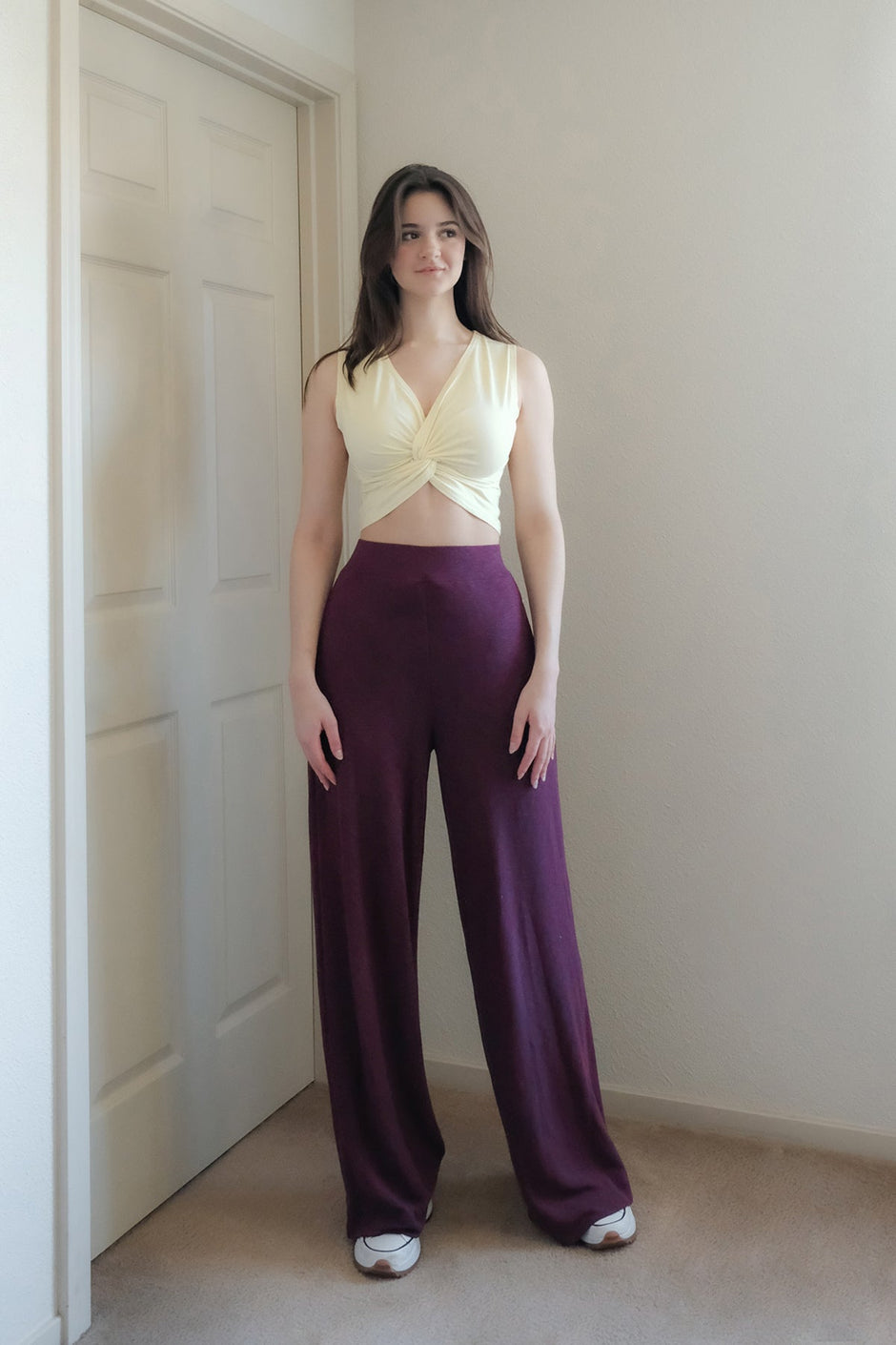 Angeline Woven & Knit Top in Whipped Cream